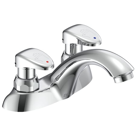 Delta Commercial 86T: Two Handle Metering Slow-Close Bathroom Faucet 86T1153